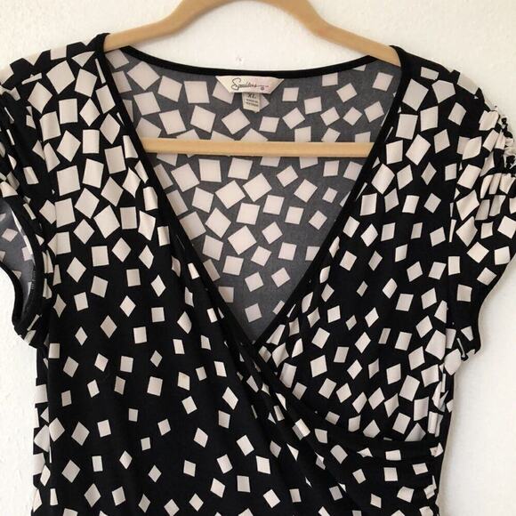 Vintage 80's Black and White Geometric Artsy Whimsagoth Fairy Dress XL - Picture 2 of 4